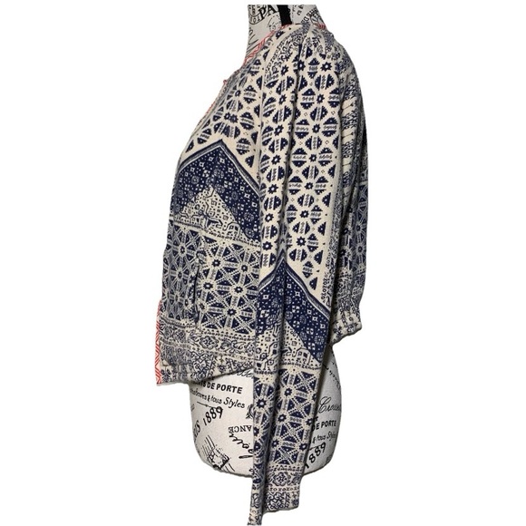 Lucky Lotus Lucky Brand 100% Cotton Open Front Antik Batik Jacket Sz M - Picture 3 of 9